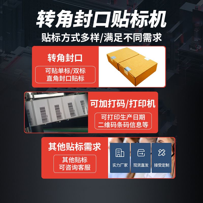 尚立转角封口贴标机全自动贴标签机折角拐角直角不干胶车标贴机