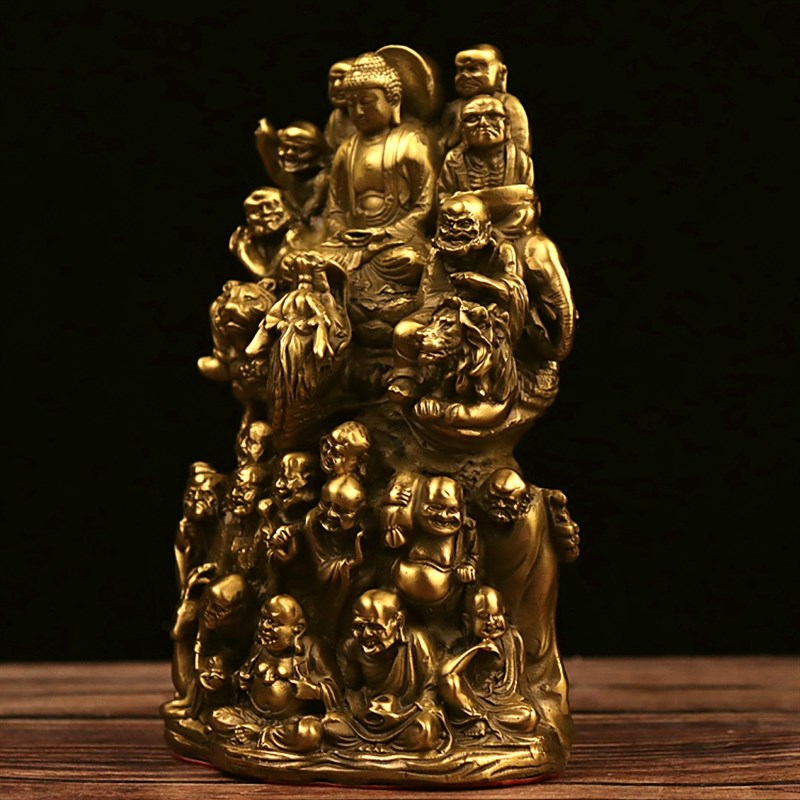 小号纯铜十八罗汉一套黄铜释迦牟尼佛祖讲法供奉佛像家居佛堂摆件