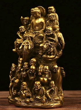 小号纯铜十八罗汉一套黄铜释迦牟尼佛祖讲法供奉佛像家居佛堂摆件