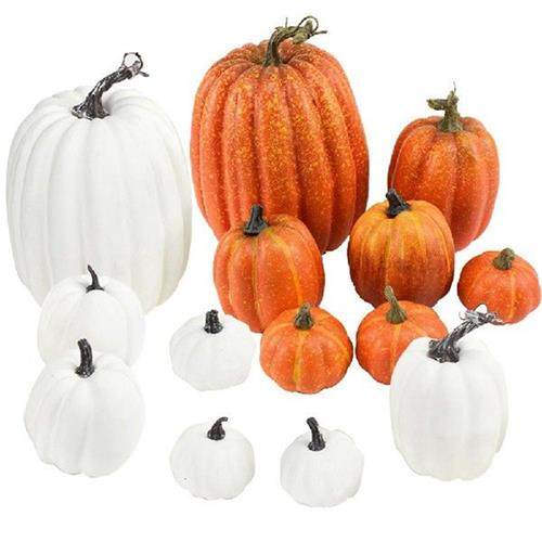 7pcs Artificial Pumpkin Mold White Yellow Halloween