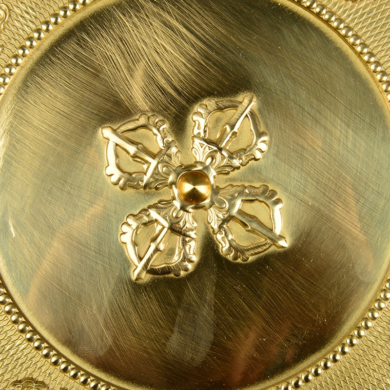 藏式曼扎盘托盘底座纯铜仿尼泊尔八吉祥雕花三十七供密宗供奉小号