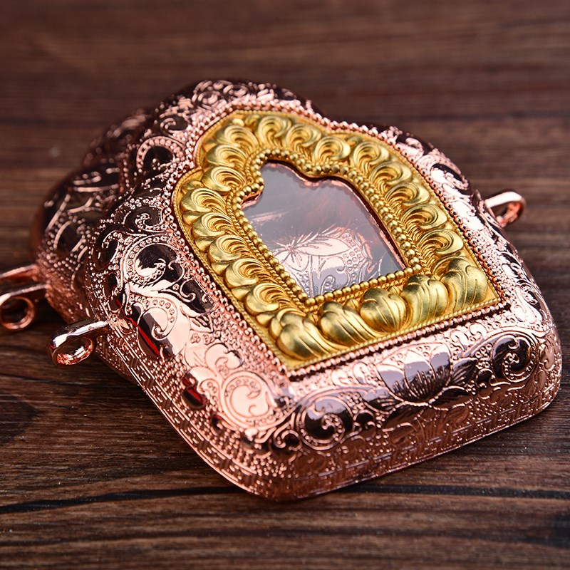 亚青纯铜嘎乌盒吊坠挂件可装藏吉祥随身携带藏式密宗黄铜红铜银色