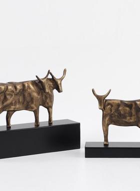 新中式办公室摆件高档样板房间金属毛笔架装饰品书柜桌面轻奢摆设