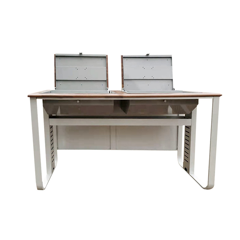 嵌入式翻转电脑桌多媒体电教室机房培训桌部队学校隐藏式双人定制