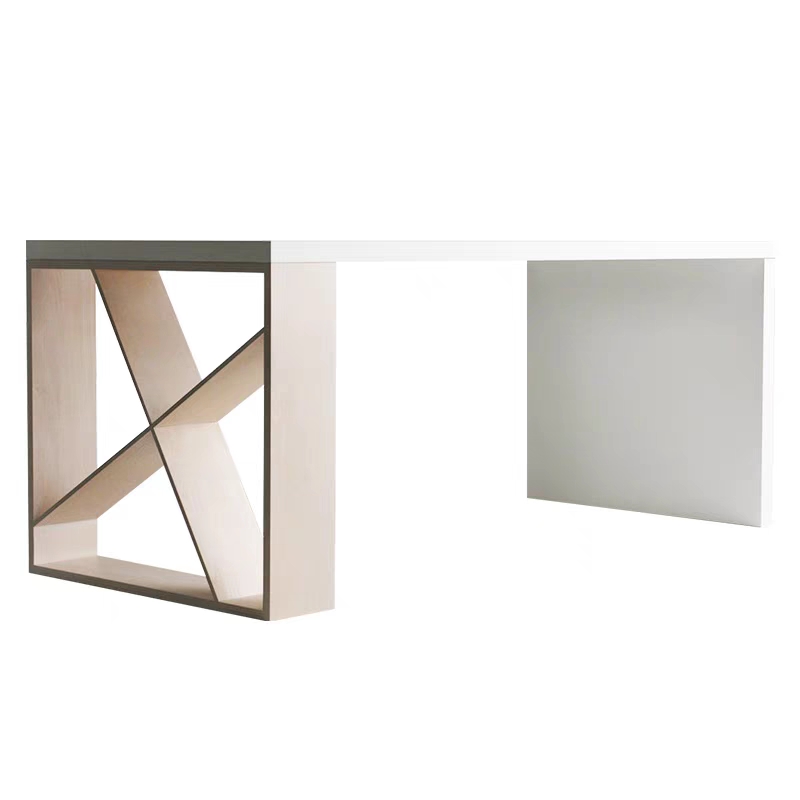 北欧白色电脑办公桌长桌简约现代家用书桌长方形工作台实木会议桌