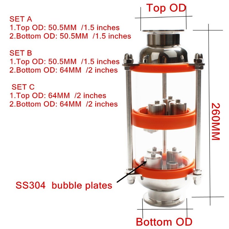 stainless steel 304 bubble plates Distillation Column with 2