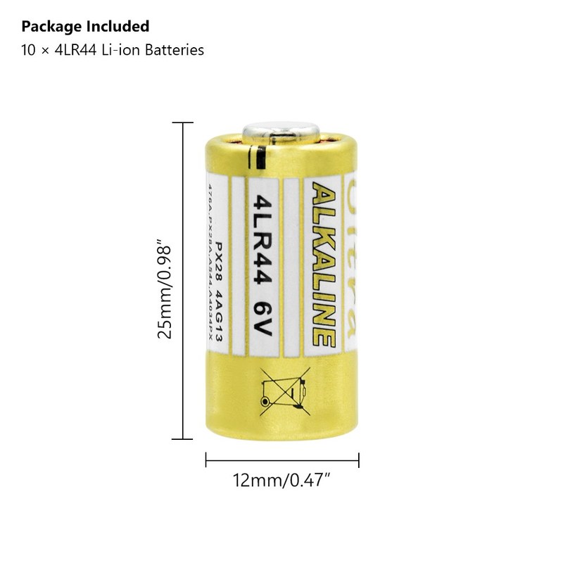 10PCS 150mAh 6V 4LR44 Battery 4A76 A544V 4034PX PX28A L1325