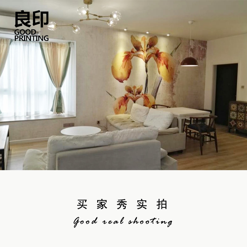 极速良印油画花卉复古玄关走廊过道定制壁画个性艺术美式墙纸无缝