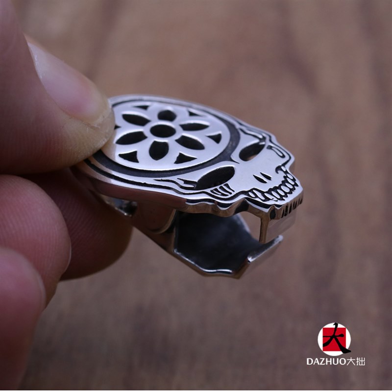 大拙goodart樱花骷髅工作牌证件夹子925纯银男女胸牌胸卡胸挂夹子