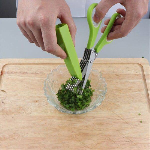 5 Layers Blade Scallion Scissors Multifunctional Kitchen