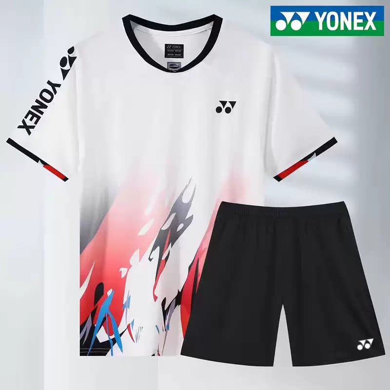 YONEX/尤尼克斯羽毛球服套装男女速干短袖训练运动比赛网球服印制