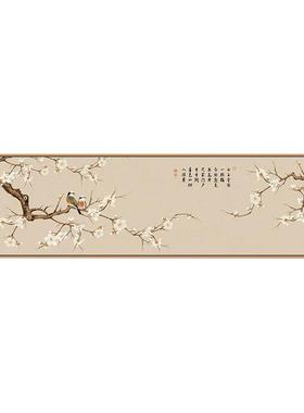 墙八边形卧中室床QZ202012头装饰画面主卧床头画新式花鸟客厅背景