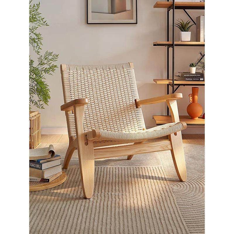 F662D8-7ins实1木藤编椅家用客厅扶阳台靠背椅简约手单人沙发椅懒,住宅家具,沙发椅,淘宝优惠券,粉丝福利购,淘宝优惠卷