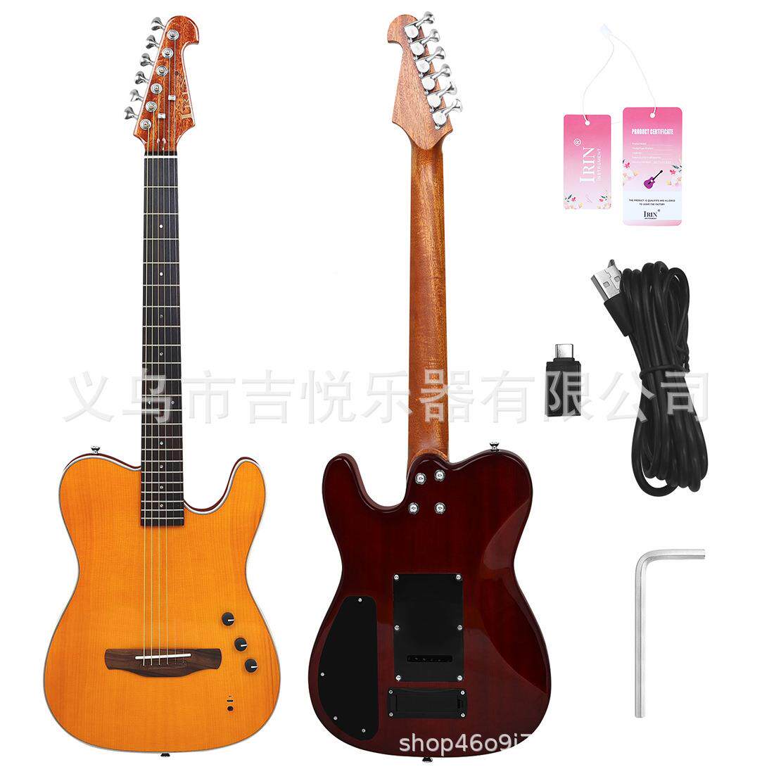 他音吉他全单板民谣木电吉旅行演出练习静电箱吉合他带延时混响唱