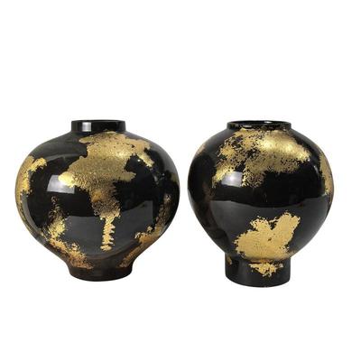 意件式轻QFH奢手工贴箔花瓶摆样金板房民宿客厅玄关电柜视桌面插