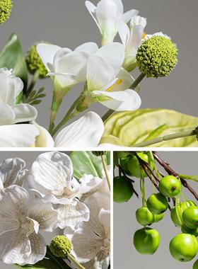 贝子高级房真意式轻奢仿绿花干花植酒店售楼YB-DZ-HY处餐桌软装饰