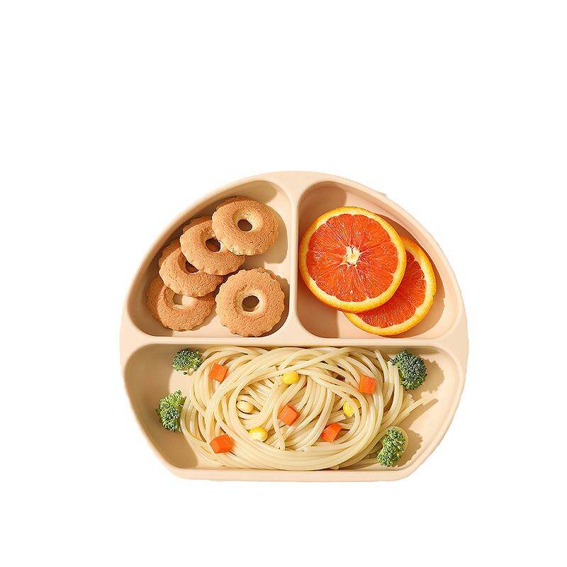 b式胶eehum贝斯哈姆宝宝笑脸餐盘硅吸盘一体儿童自主进食s分格盘