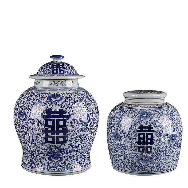 景WAD德镇复古青花喜字花瓶样板城房家具家客厅插花装饰品式中居,橡塑材料及制品,工业陶瓷,淘宝优惠券,粉丝福利购,淘宝优惠卷