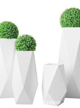 北欧菱形玻璃钢落地大花瓶商开不规则形状样JY33088间家居场会所