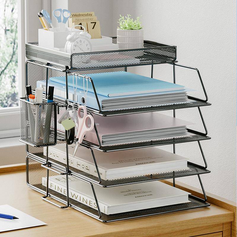 天台华莲金属文件架桌面文件夹档案收纳盒办公室分层文件框资料收