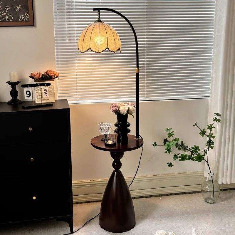 新款中古风客厅落地灯置物架一体沙发灯卧室床头柜氛围感落地台灯,3C数码配件,USB灯,淘宝优惠券,粉丝福利购,淘宝优惠卷