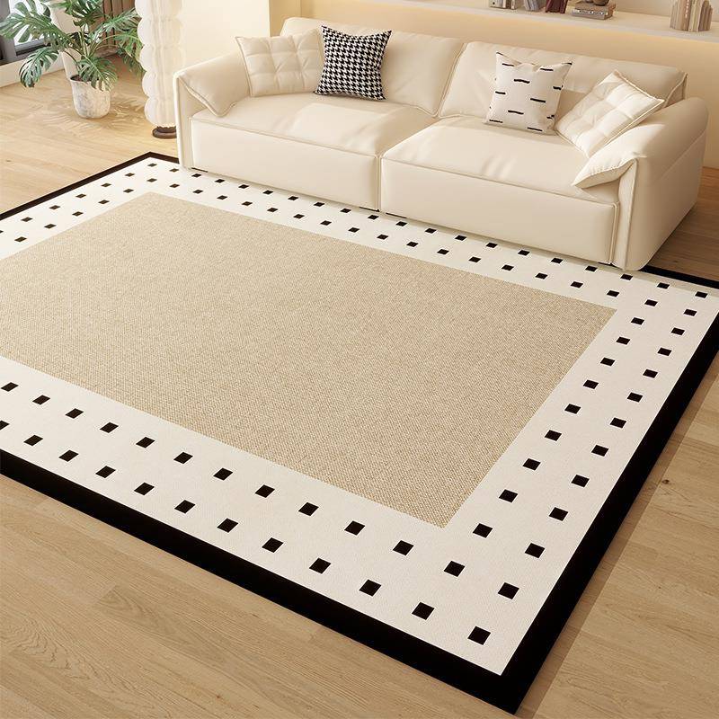 侘寂风比利时圈绒地毯奶油色客厅地毯全铺卧室床边毯线条圈绒地毯