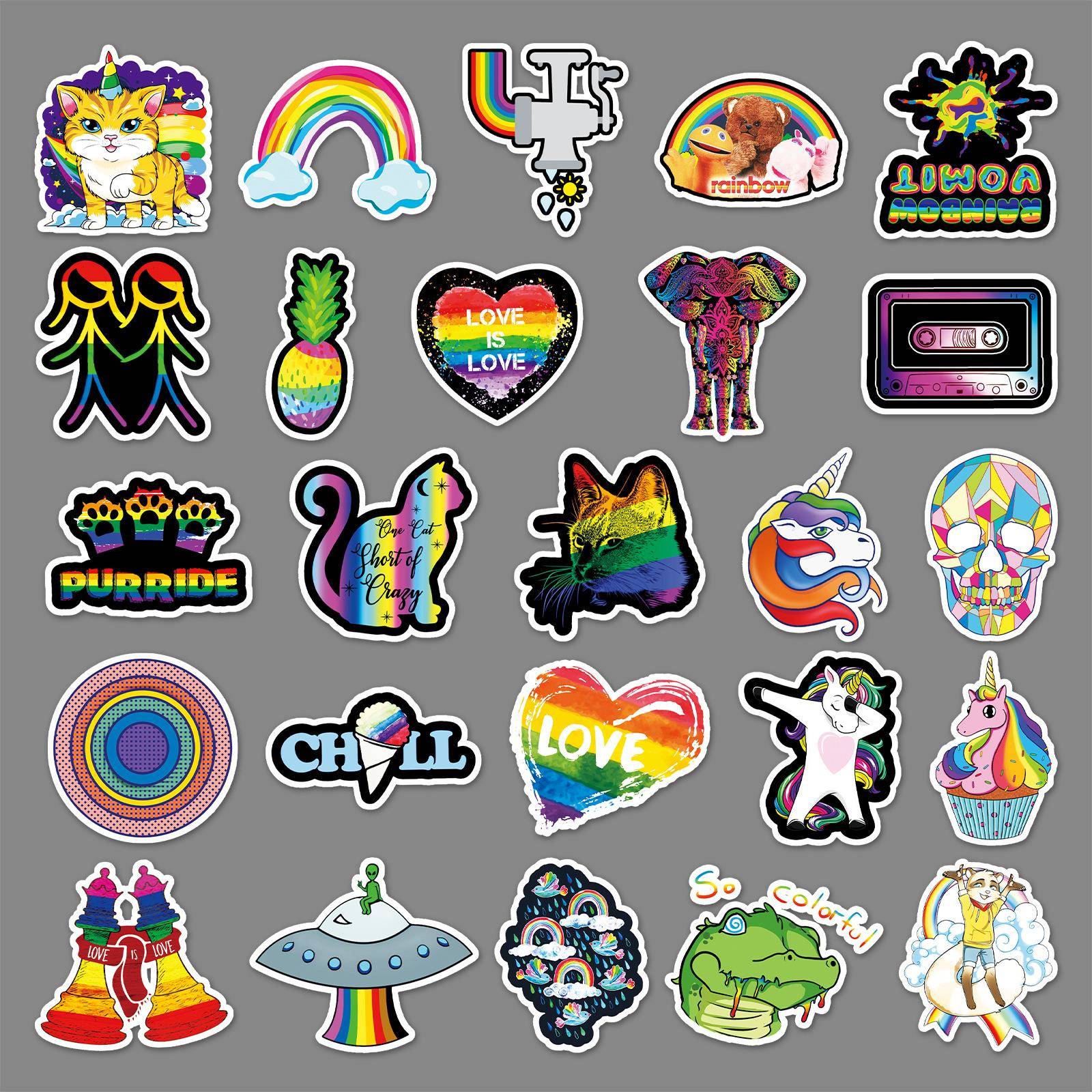 100张彩色系涂鸦贴纸行李箱笔记本电脑手机汽车不干胶防水贴纸