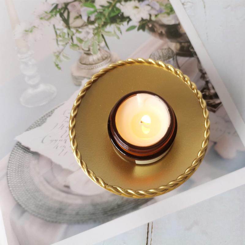 跨境几何圆形铁艺麻花边烛台桌面装饰立体创意蜡烛杯工艺品摆件