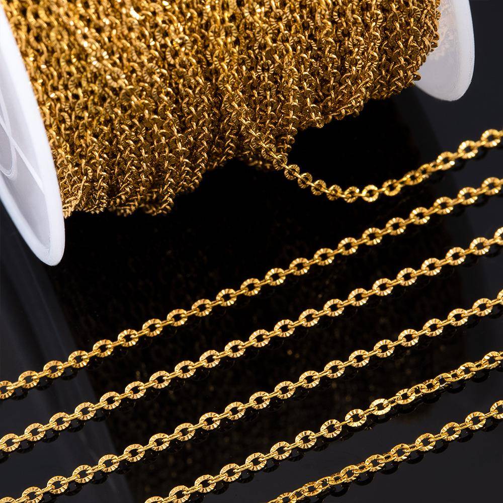 2米不锈钢太阳花链 18k金电镀保色 钛钢链条 手链项链饰品配件