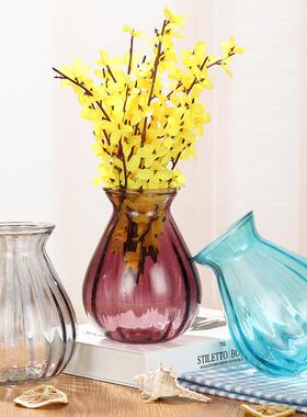 玻璃花瓶北欧简约透明插花瓶美式摆件风信子花器客厅摆件小花瓶