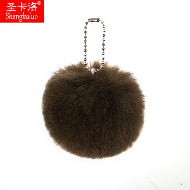 厂家直销8CM珠链毛球钥匙扣汽车毛球挂件鞋帽包包毛绒挂饰现货批