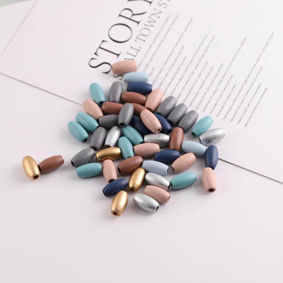 混款蓝色系方块直孔圆形纽扣木质珠子手工服饰辅料配件饰品