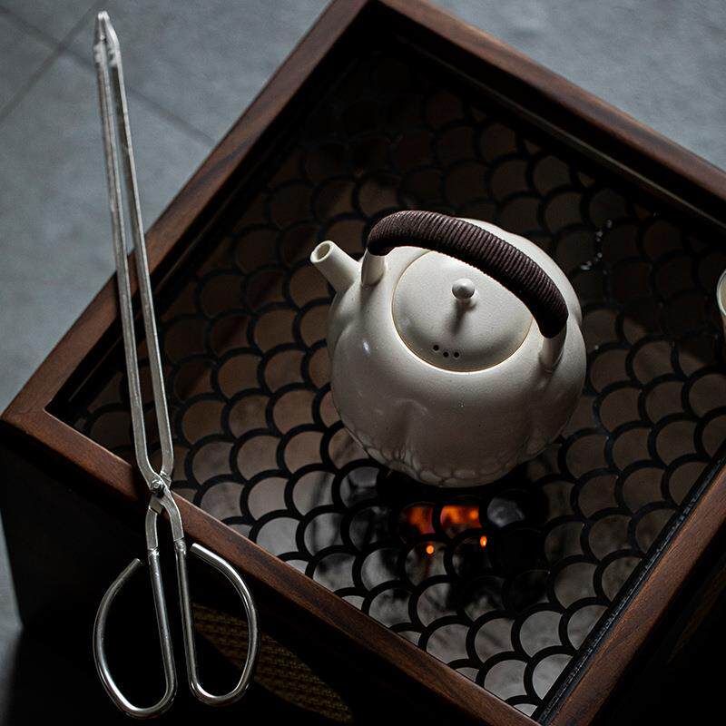日式胡桃木火钵炭炉箱煮茶炉茶道配件取暖烤火箱炉茶室用具