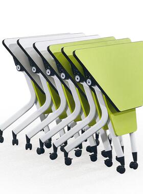 简约阅览课桌拼接培训办公会议桌移动梯形办公桌可拼接六边形课桌