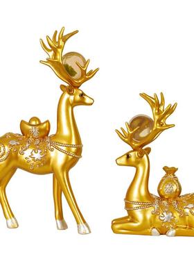 现代欧式金色福鹿酒柜房间办公室创意客厅摆件家居装饰葫芦工艺品