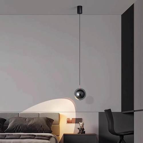 卧室床头小吊灯现代简约可升降客厅电视背景墙极简吊线灯吧台吊灯