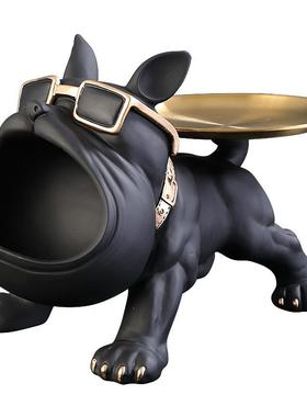 门口玄关桌面法斗钥匙收纳摆件轻奢装饰入户鞋柜托盘创意家居好物