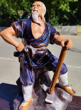 愚公移山老愚公石湾陶瓷工艺品人物摆家居装饰屏风玄关盆景摆件