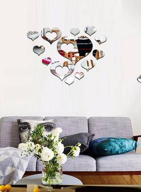 SM00913个爱心型为一套亚克力镜面墙贴跨境亚克力家居贴纸