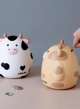 可爱卡通树脂工艺品萌牛牛存钱罐摆件创意儿童卧室桌面零钱储存罐