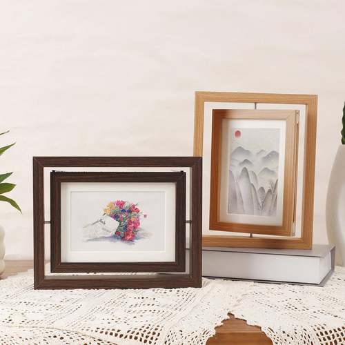 双面透明旋转复古相框摆台情侣宝宝证件照摆件字画装裱油画框