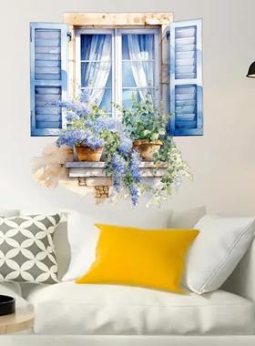 奥弗新款跨境贴纸CH81746蓝色窗户墙贴可移除墙贴可