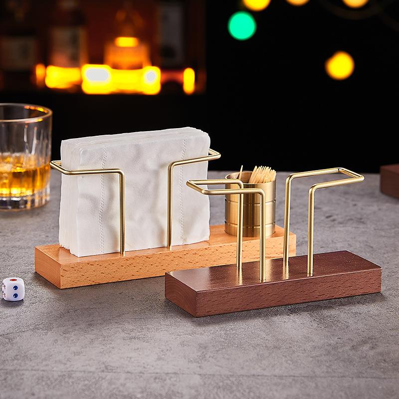 实木创意立式纸巾架咖啡厅酒店餐厅桌面餐巾纸架托简约餐桌纸巾座