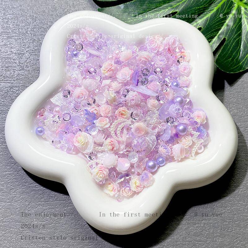 仙气不规则碎石花花组合碎石风暴手工流麻水晶石混合谷美装饰