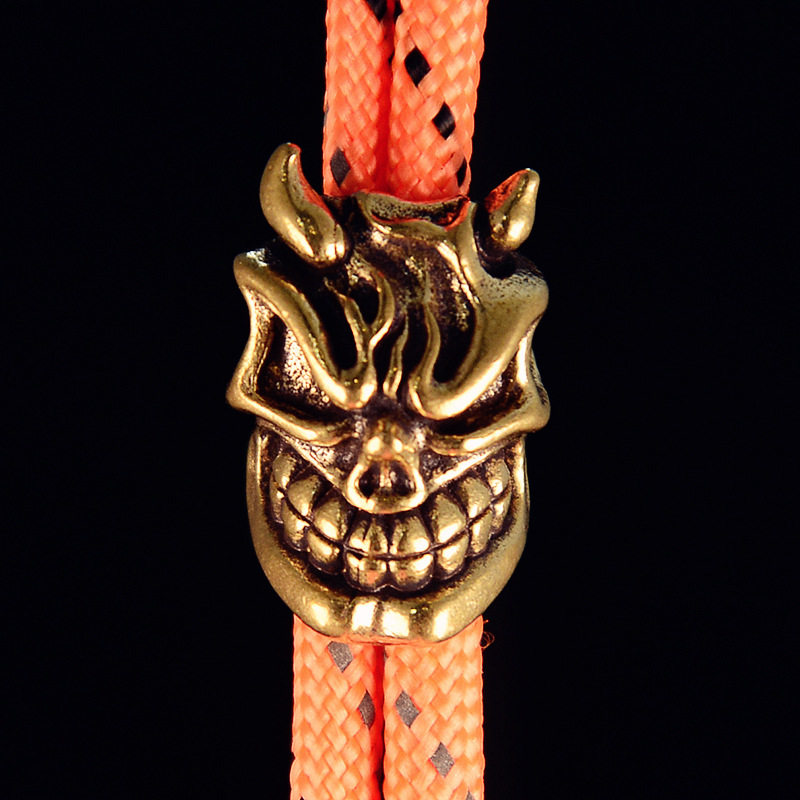 复古黄铜恶魔骷髅刀坠EDC伞绳坠