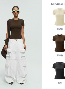 handless inc | soft系列-圆领插肩修身T恤