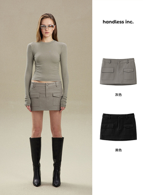 handless inc | leather系列-H型直筒工装皮裙