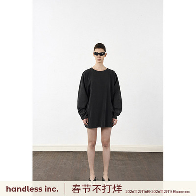 handless inc 圆领长T oversize大版上衣女