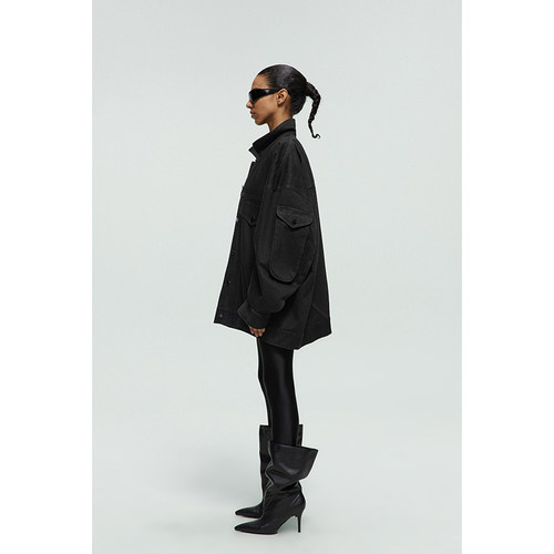 handless inc | 纯黑工装口袋牛仔外套