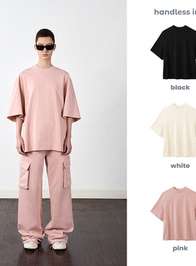 handless inc 欧美街头圆领宽松系列T-大版 oversize落肩袖T恤女